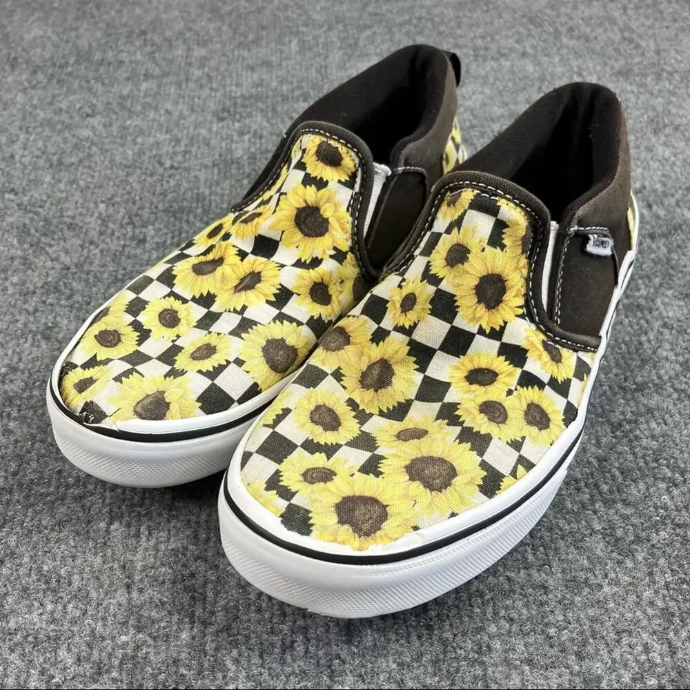 Vans Classic Slip no Checkerboard Slip On Women's 5 Multicolor Athletic Sneakers